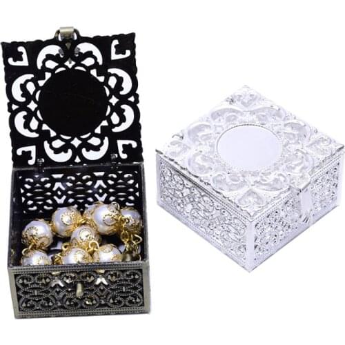 Rosary Beads Box Necklace Metal Christian Catholic Religious Jewelry Case Storage Organizer