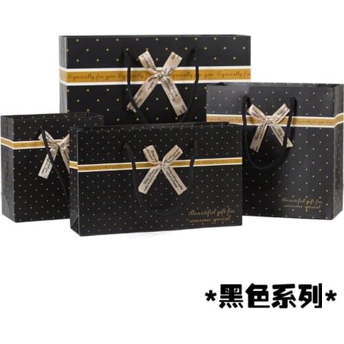 20 Pack business gift black paper bag with handle for clothes shoes candy chocolate