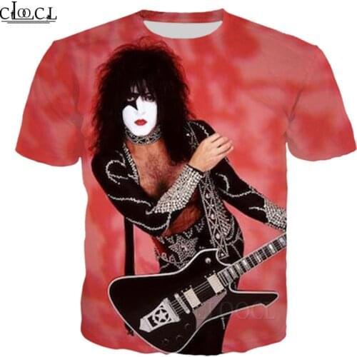 HX Unisex T-Shirt Men Streetwear Rock Singer KISS Band 3D Print Harajuku Short Sleeve Casual Pullover Drop Shipping