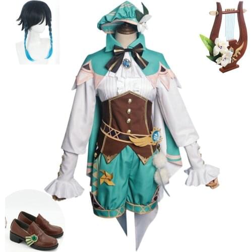 Game Genshin Impact Venti Cosplay Costume Halloween