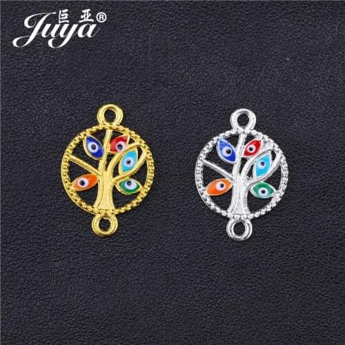 JUYA 10pcs/lot 23.5x16.5mm Alloy 5 Vertical Line Evil Eye Charms Connector For Bracelet Earring DIY Jewelry Making Accessories