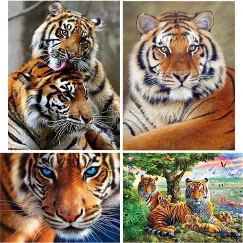 Kamy Yi 5D Bricolage Diamant Peinture Tigre Broderie Point De Croix Diamant Peinture Famille Décoration De La Maison Cadeau YY