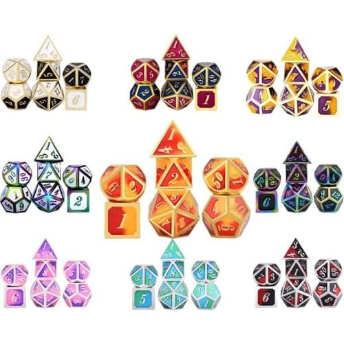 Cool new metal dice multi face metal dice suit customized role playing board game