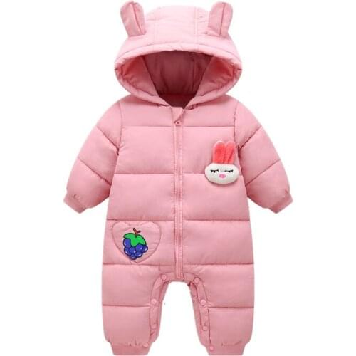 2020 Winter Warm New Born 3M 6M 9M 12M Toddler Infant Zipper Jumpsuit Plus Velvet 70 80 90 100cm Cartoon Baby Boys Girls Rompers