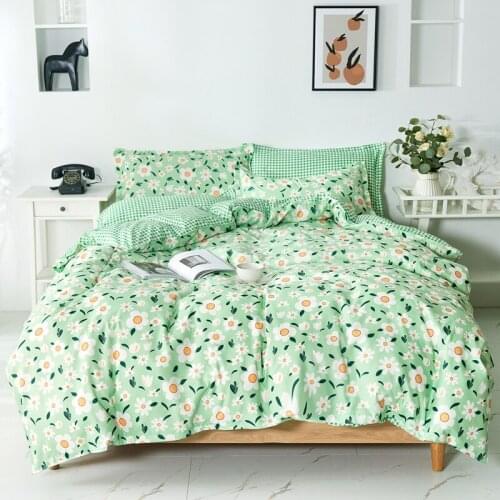 UPzo-Flower Series Bed Sheet Printed Soft Bedding Set Home Duvet Cover3-4pcs High Quality Lovely Pattern with Star tree flower