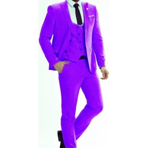 Handsome Groomsmen Peak Lapel Groom Tuxedos Mens Wedding Dress Man Jacket Blazer Prom Dinner (Jacket+Pants+Tie+Vest) A126