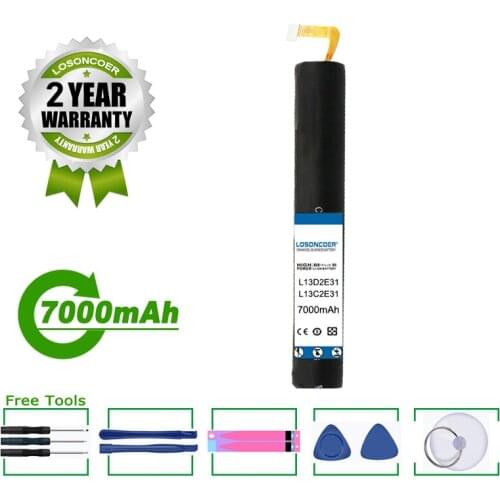 LOSONCOER Battery 7000mAh L13D2E31 L13C2E31 Tablet Battery For Lenovo Yoga Tablet 8 B6000 B6000-H B6000-F 60044 60043