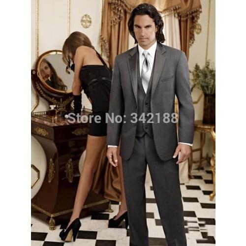 TOP SALE/DIFFERENT STYLES Two Buttons Charcoal Grey Groom Tuxedos Best Man Groomsman Men Wedding Suits Bridegroom suitswedding m