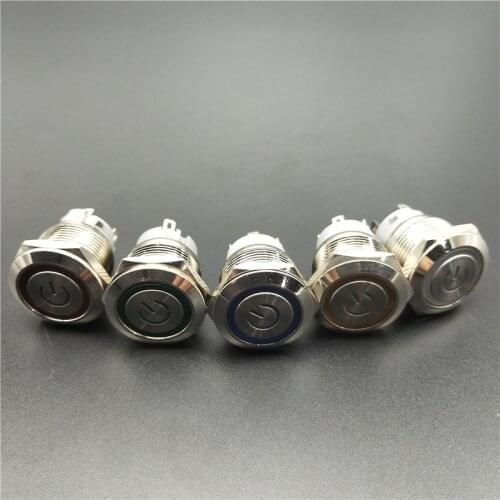 19mm Metal Power mark brass Push Button Switch flat round illumination Momentary self reset 1NO