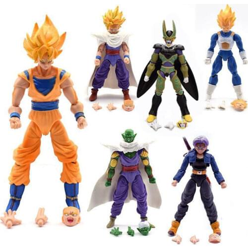 6 pcs/set Dragon Ball SHF Movable and Modifiable Doll Model Toy Super Saiyan Goku Action Figure Collectible Birthday Gifts