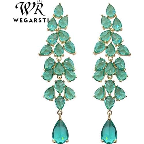 WEGARSTI Luxury Gemstone Earrings For Women Elegant Ear Drops With Leaf Shaped Emerald Silver 925 Jewelry Anniversary Gifts