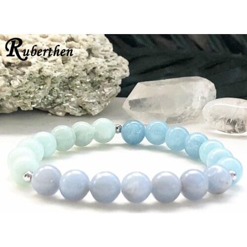 Ruberthen Natural Chalcedony Stone Energy Bracelet Women`s Energy Power Bracelet Best Gift for Girlfriend