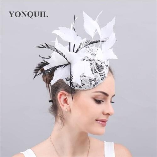 Elegant Women Fancy Feather Flower Fascinators Sinamay Hats Occasion Party Headwear Hair Pin Bride Wedding Chuch Fedora Cap