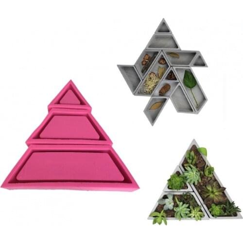 Planter Silicone Mold Trapezoid Geometric Shape Gypsum Cement Flower Pot Mould DIY Concrete Crafts Plants Cement Vase Molds