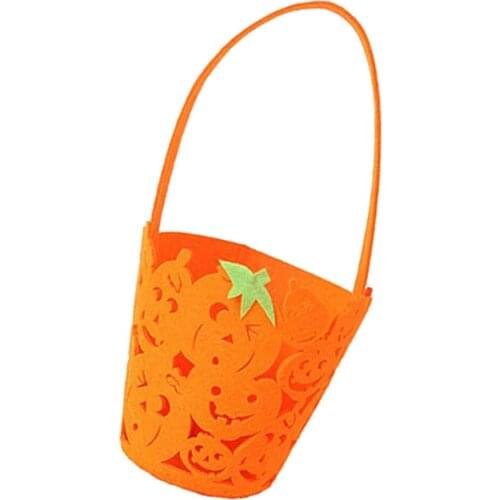 Halloween Loot Party Bag Hollow out Orange Pumpkin Smiling Bag Trick or Treat Bucket Tote Bag Children Holiday Candy Bag