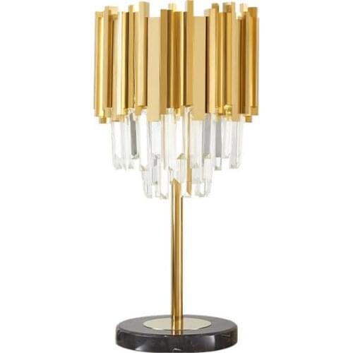 Hong Kong-style light luxury crystal living room table lamp bedroom bedside lamp personality creative after the stainless steel