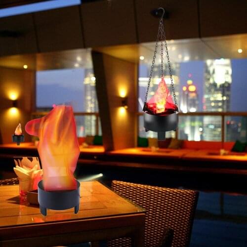 LED Fake Flame Lamps Effect Fire Pot Bowl Halloween Decorations Home 90-260V Christmas Holiday Party Festival Deco Night Lights
