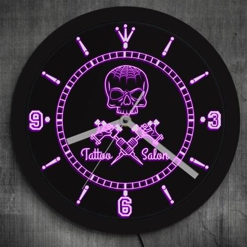 Tattoo Salon Fashion Store Room Wall Decor Clock Tattoo Modern Art Time Clock Charming for Business Tattoo Shop