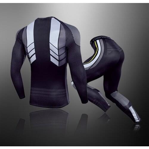 Warm Winter Sports Compression Underwear Run Shirts Pants Man Workout Clothes Set 2 Pc Tracksuit Jogging Suits Fitness Leggings