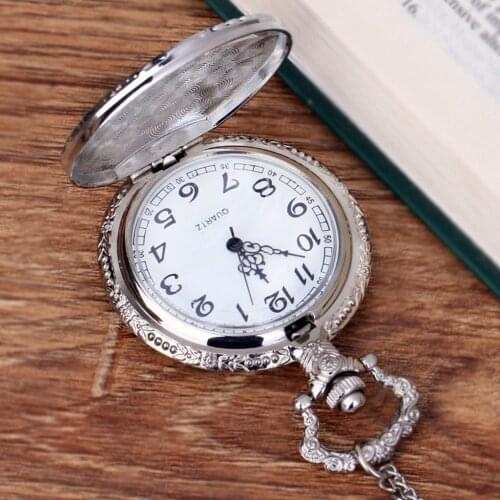 Vintage Magic Wand Pendant Pocket Quartz Pocket Watch Necklace Personality Classic Ancient Pocket Watch Metal Faith Decoration