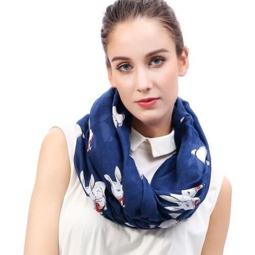 Bunny Rabbit Animal Print Womens Infinity Loop Circle Scarf Light Weigt