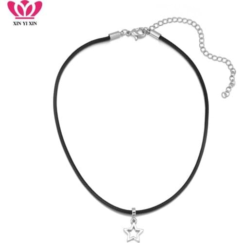 Retro Gothic Leather rope Necklaces Simple Pentacle Charms Choker Punk Style Women Party Street Statement Jewelry femme Collier