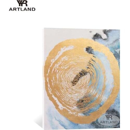 Gold circle modern abstarct picture for home wall decroation Hand drawn acrylic oil painting on canvas hanging poster for room