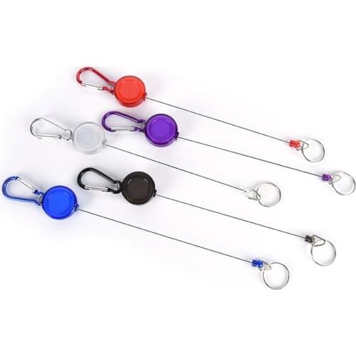 Hot Mulitifunctional Multicolor Badge Reel Retractable Keychain Ski Pass ID Card Holder Keyring Key Chain Steel Cord