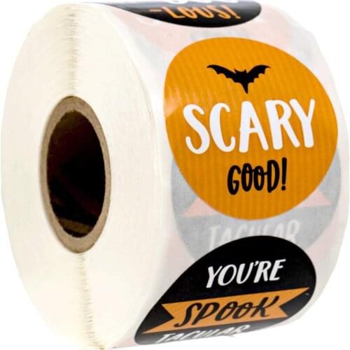 100-500pcs Happy Halloween Stickers roll Sealing Label Candy Bags Package Stickers Self Adhesive Halloween Party Favors Decor