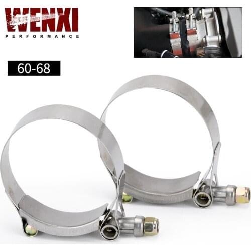 2Pcs/Lot 2.25" Clamps (60-68) Stainless Silicone Turbo Hose Coupler T Bolt Clamp Kit High Quality SS304 WX5251