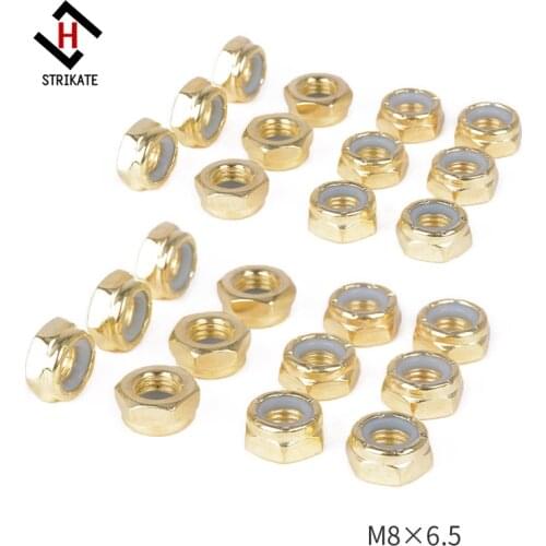 20PCS Golden Skateboard Longboard Repair Nuts M8 Skateboarding Trucks Screws Skateboard hardware