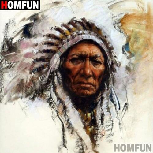 HOMFUN DIY 5D Diamond Painting "Man feather" Full Diamond Embroidery Sale Picture Of Rhinestones For Festival Gifts A25903