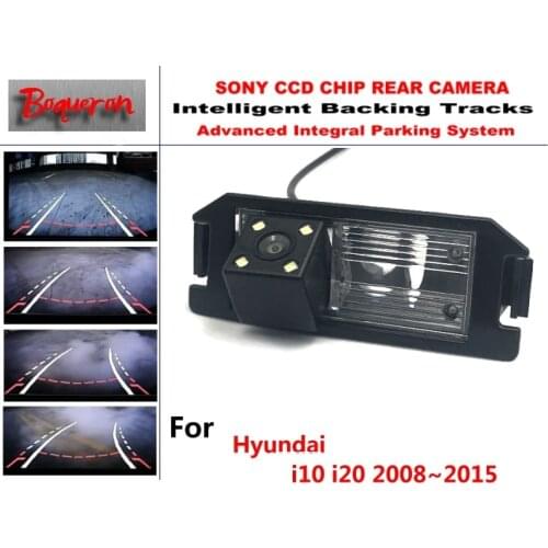 For Hyundai i10 i20 2008~2018 CCD Car Backup Parking Camera Intelligent Tracks Dynamic Guidance Rear View Camera