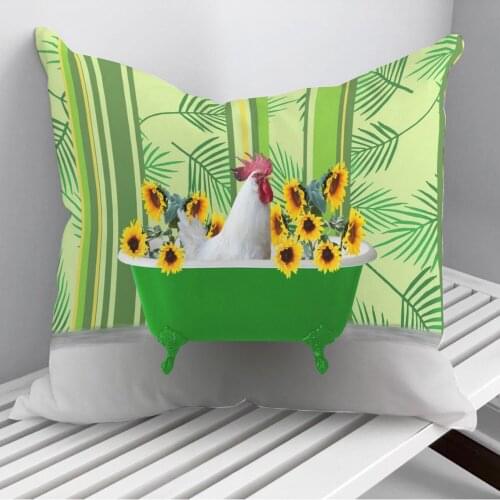 Bathub Sunflower Chicken Throw Pillows Cushion Cover On Sofa Home Decor 45*45cm 40*40cm Gift Pillowcase Cojines Dropshipping