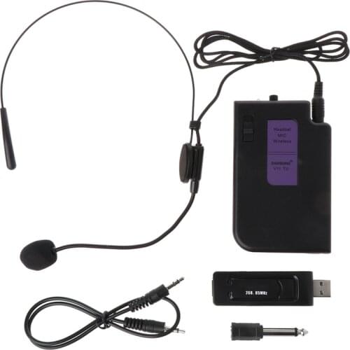 Wireless Headset Microphone with USB 3.5mm 6.35mm Receiver for Conference Teaching Speech Loudspeaker Megaphone Stage