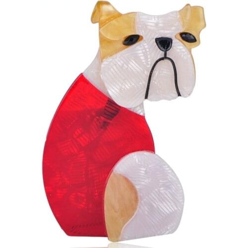 Blucome Latest Fashion Pug Dog Shape Brooch Animal Pattern Colorful Acrylic Jewelry For Women Kids Corsage Pins Bag Accessories