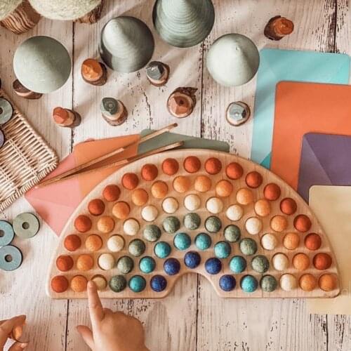 Wooden Stacking Building Blocks Kid Puzzle Set Rainbow Building Blocks Small Particles Assembled Educational Toys Montessori Toy