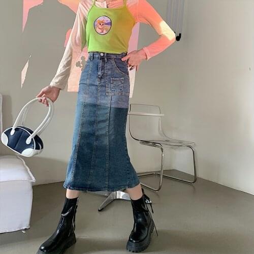 Fishtail MaxiKorean Style Fashion WomenS Clothing Vintage 2021 Casual Denim High Waist Skirts Female Jeans Harajuku