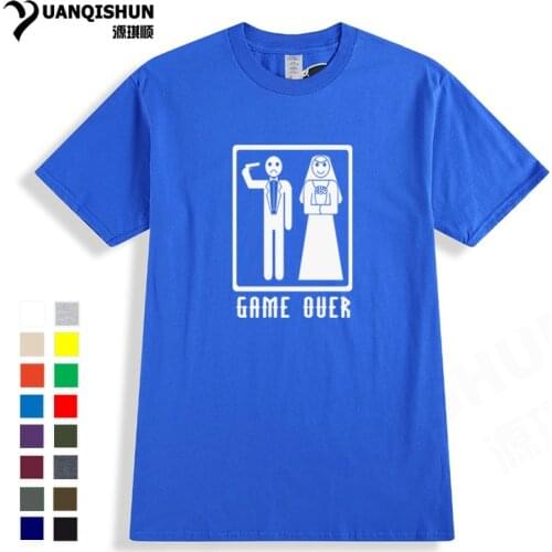 Fun T-Shirt Game Over Wedding Marriage Humor Bachelor Party Mens Printed Top Quality Cotton T-shirt High Quality 16 Colors Tees
