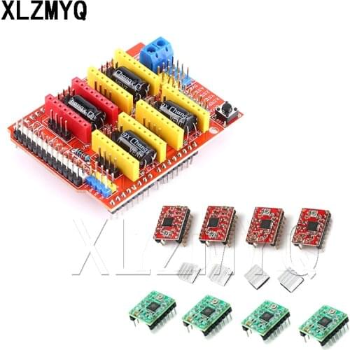 CNC shield v3 engraving machine / 3D Printer / + 4pcs A4988 Red / Green driver expansion board for Arduino