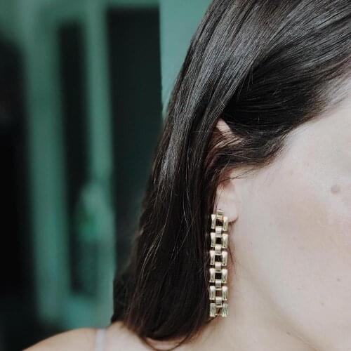 GULCE DERELI, VINTAGE CHAIN STUD EARRINGS, VINTAGE CHAIN EARRINGS, GIFT BOX, GOLD/SILVER PLATED