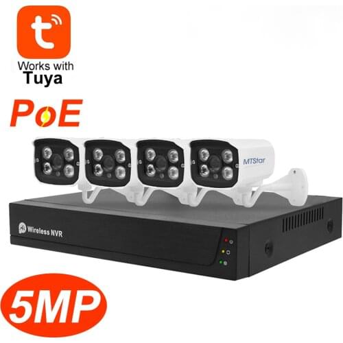 MTStar PoE 5MP IP Camera NVR Kit Outdoor P2P IP Security Camera System Kit Video Surveillance Kit Night Vision PoC