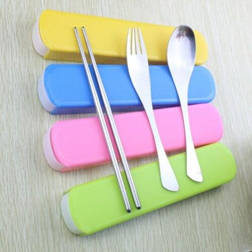 By dhl 500set 4pcs/set Hot Sale Chinese Stainless Steel Tableware Set Portable Travel Picnic Dinnerware Kids School Gifts tools