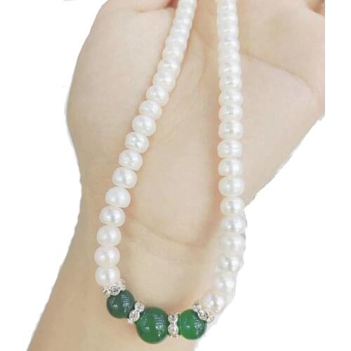 MADALENA SARARA 8-9mm Nearround Shape Freshwater Pearl Necklace Natural White Color Women Jewelry