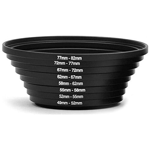 8 Pieces Metal Camera Lens Filter Adapter Ring Thread Male to Female Step Up 49-52 52-55 55-58 58-62 62-67 67-72 72-77 77-82mm
