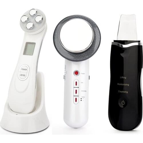 EMS Mesotherapy RF Radio Frequency Facial Beauty + Ultrasoic Skin Scrubber Deep Face Cleaning + Infrared Body Slimming Massager