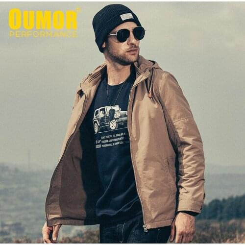 Oumor Men Winter Casual Hooded Army Warm Fleece Jacket Parkas Coat Men Autumn Cotton Thick Hat Pockets Cargo Parkas Men 5XL