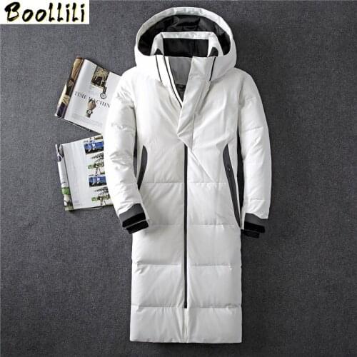 2020 Winter New Down Jacket Men 90% White Duck Down Men X-Long Section Casual Thickening Warm Youth MenS Hooded Down Coat