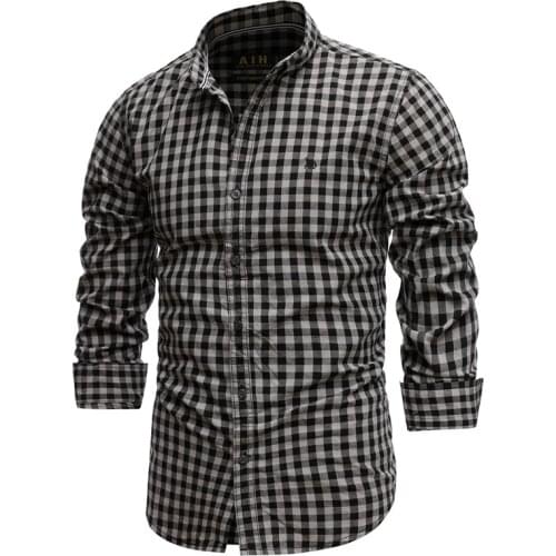 Nice New Spring 100% Cotton Plaid Shirt Casual Slim Fit Men Shirt Long Sleeve High Quality Mens Social Shirt Dress Shirts