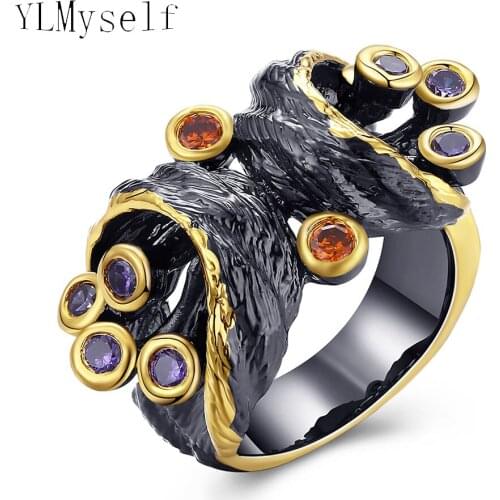 New multi color crystal black rings for women Fashion Jewelry bague aneis anel feminino Cute designer finger ring jewellery